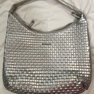 MZ Wallace Silver Woven Shoulder Bag -l